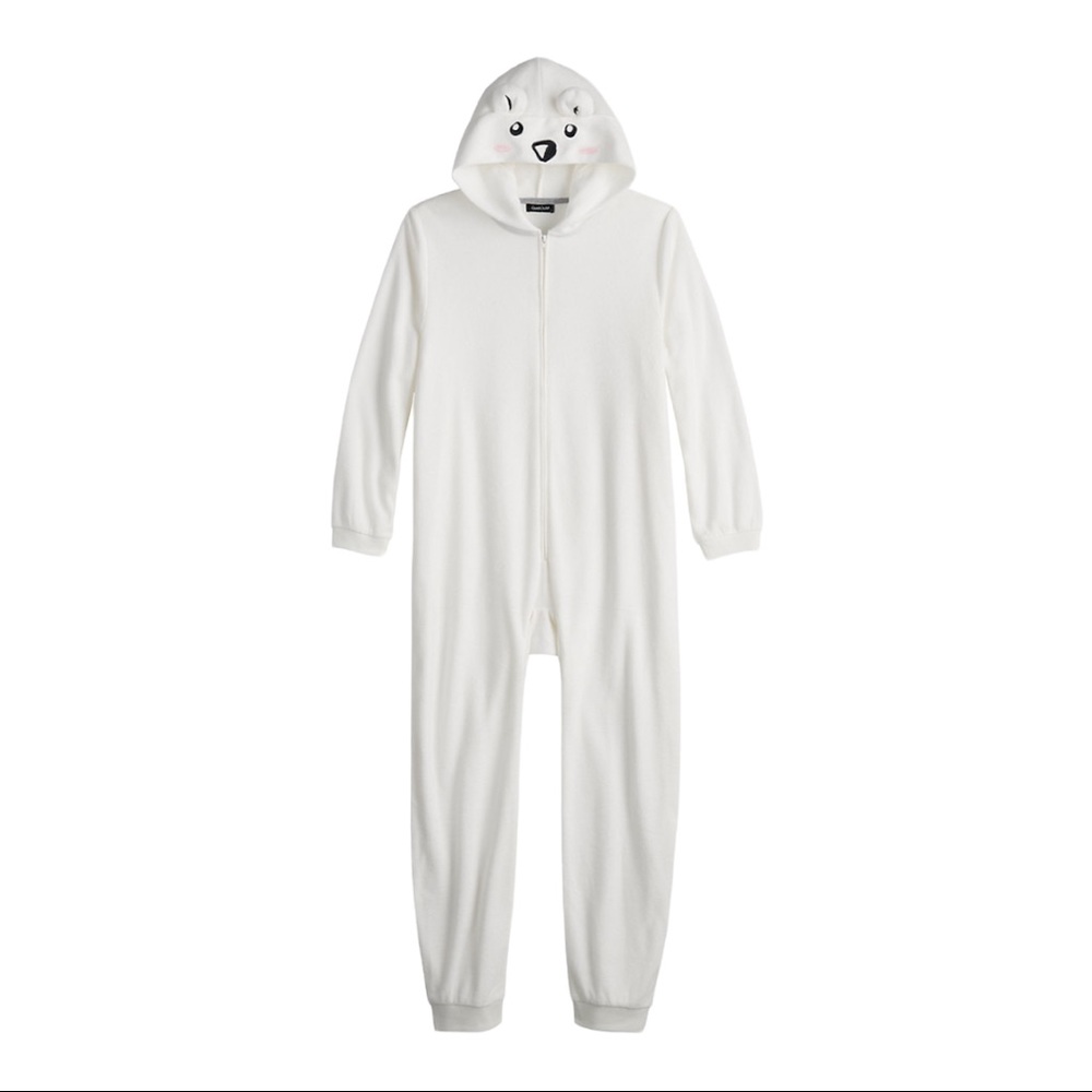 NWT Cuddl Duds White BEAR Costume Union Suit Pajamas PJS Halloween BOY or GIRL - Picture 4 of 5
